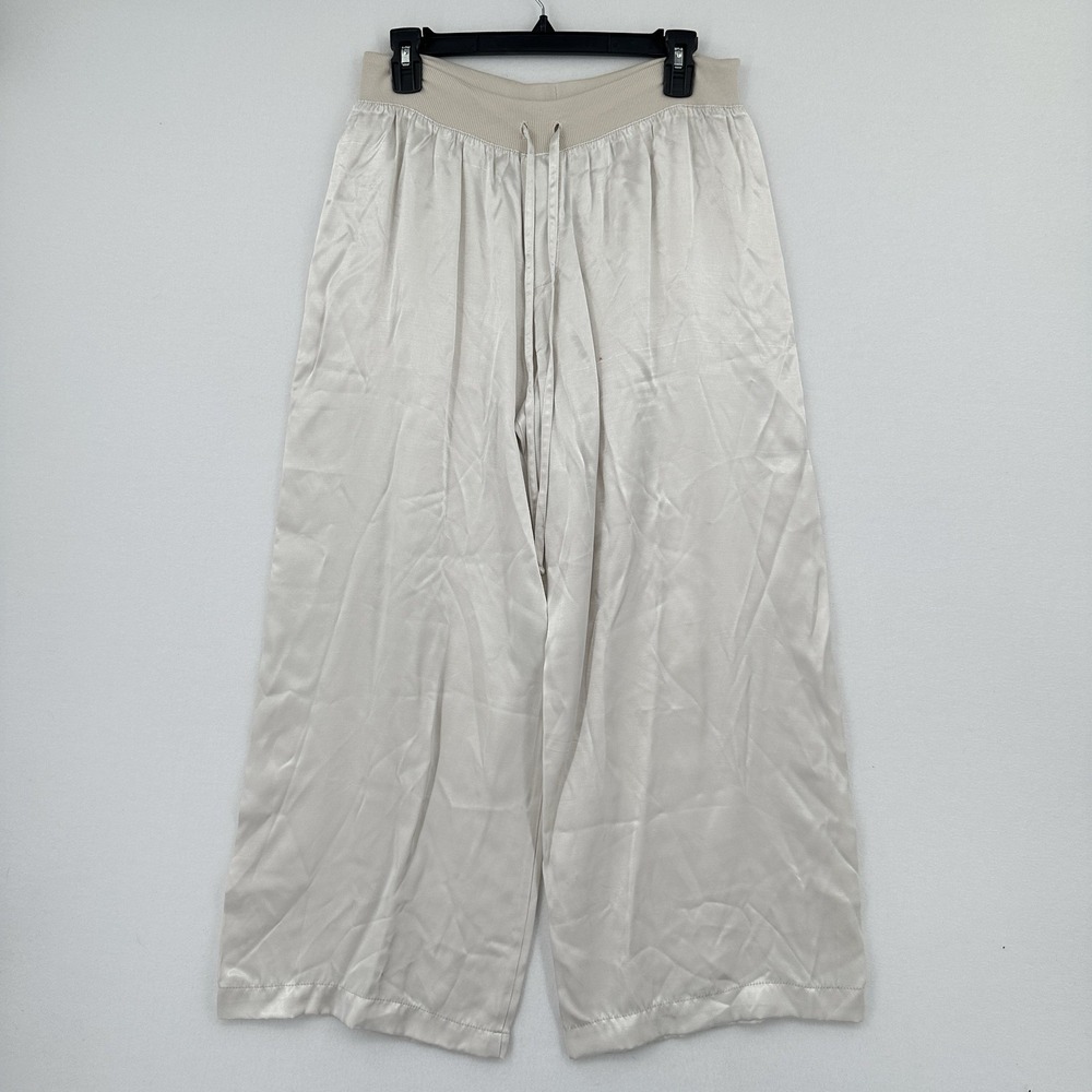 PJ Harlow Jolie Satin Pants Womens SZ M Champagne Wide Leg Designer Cruise Boat